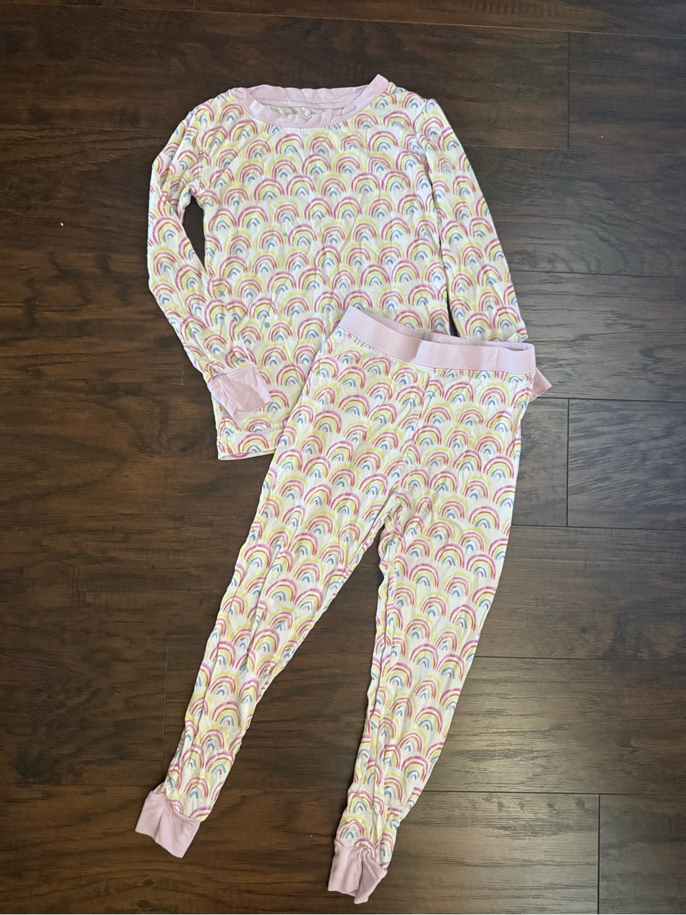 Little Sleepies Pastel Rainbow Pink Long-Sleeve Pajama Set